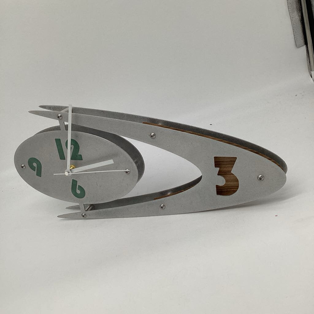 Clock, Style 1, 3D, Aluminum, Zebrawood