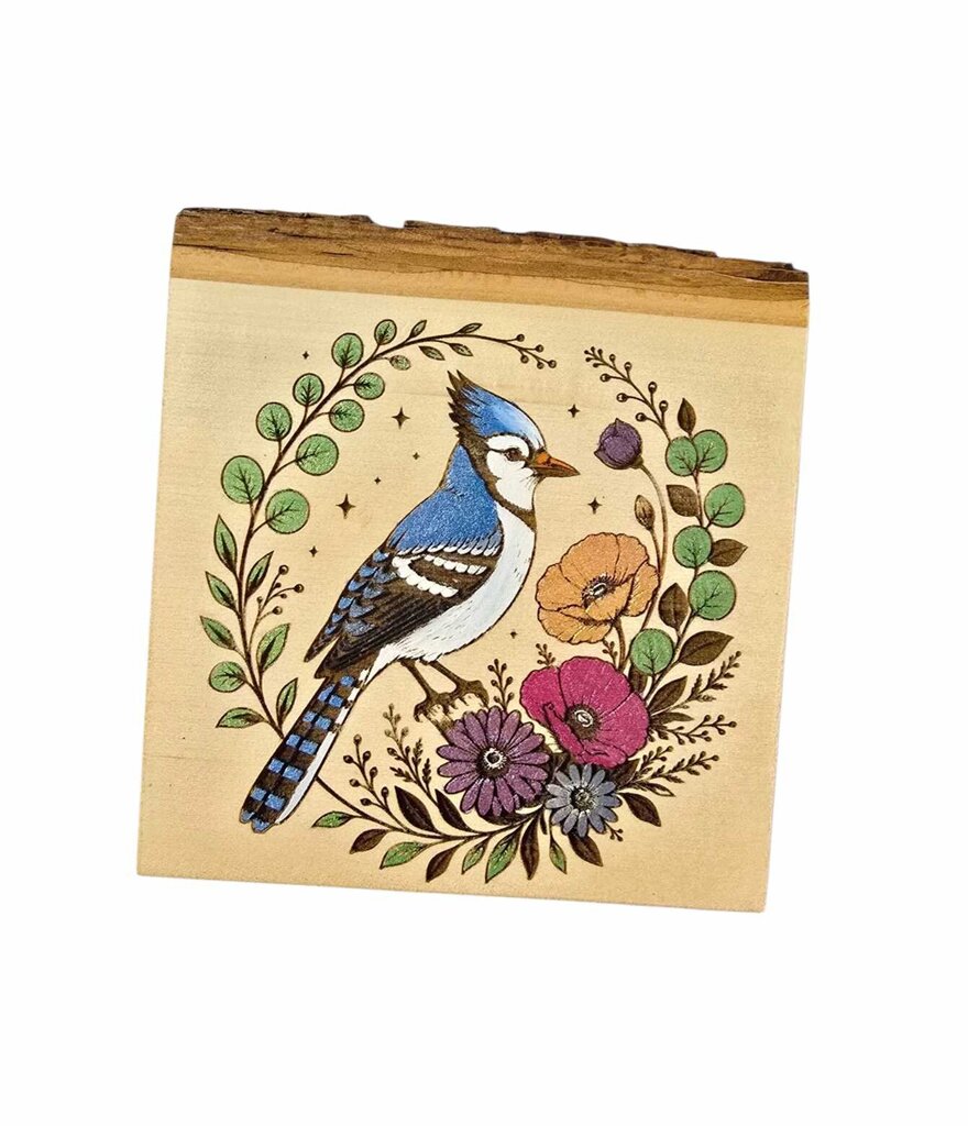 Bluejay with Flowers