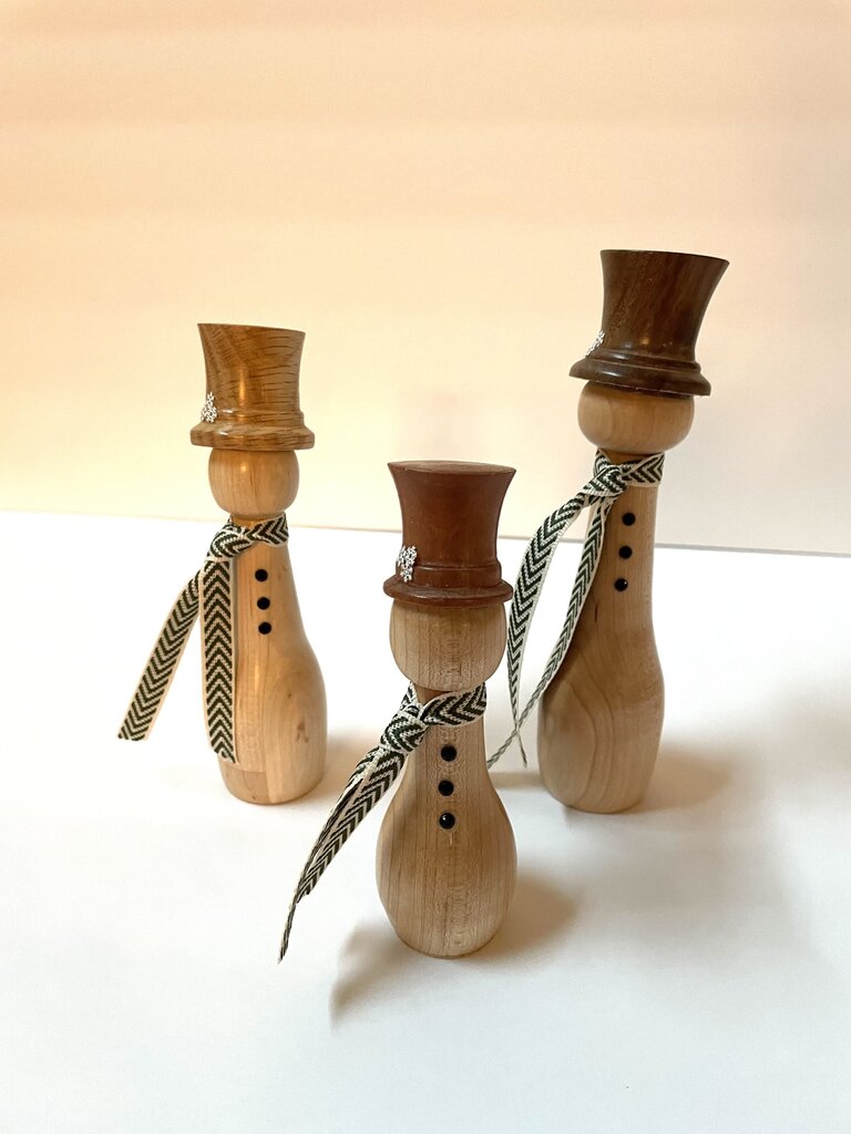 Wood Turned Snowmen