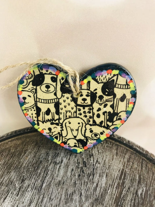 Colorful Puppy Heart Ornament