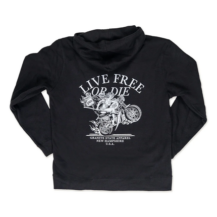 Live Free or Die Biker Hoodie - Black