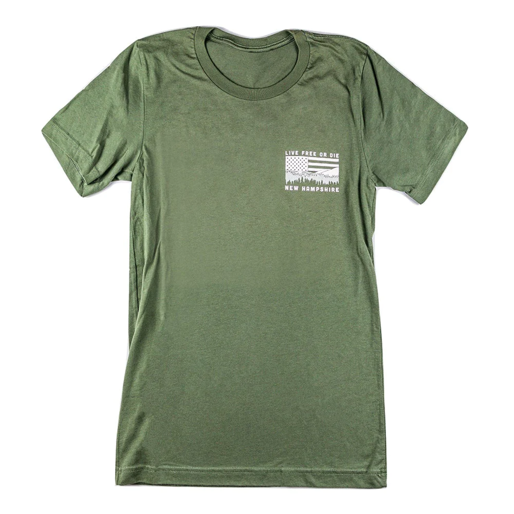 NH Mountain & Flag T-shirt - Military Green