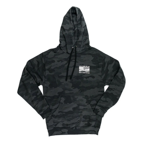 NH Mountains & USA Flag Hoodie - Black Camo