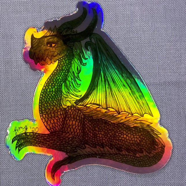 Holographic Green Dragon Vinyl Sticker