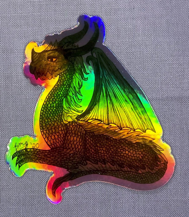 Holographic Green Dragon Vinyl Sticker