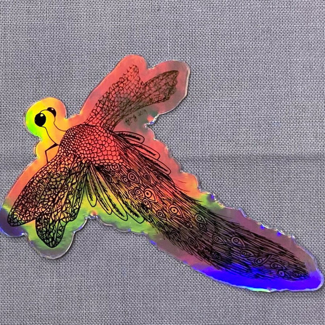 Holographic Peacock Dragonfly Vinyl Sticker
