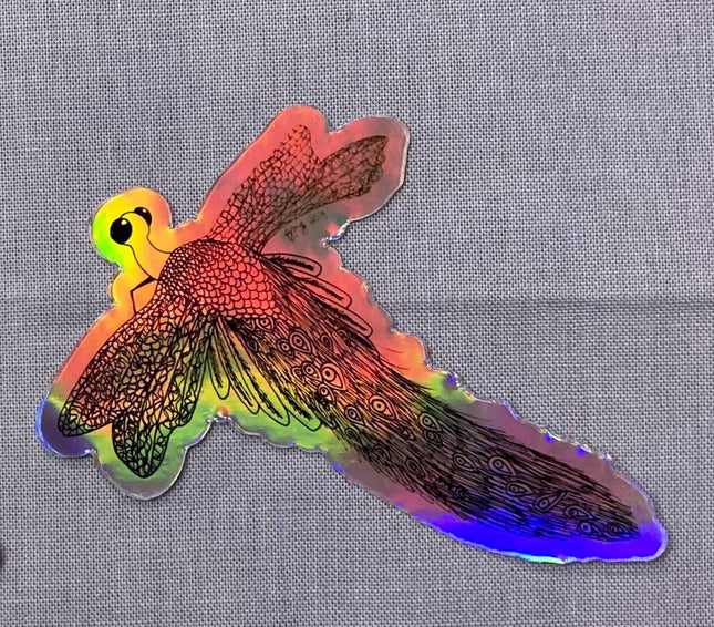 Holographic Peacock Dragonfly Vinyl Sticker