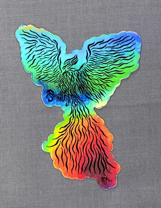 STICKER HOLOGRAPHIC PHOENIX THE CREATIVE GECKO