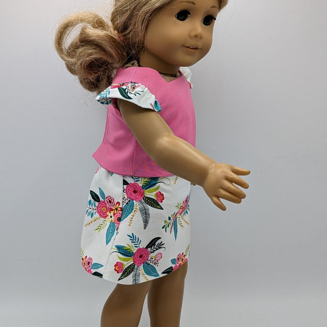 Pink Top, with Wing Sleeves, Skirt, and Shoes