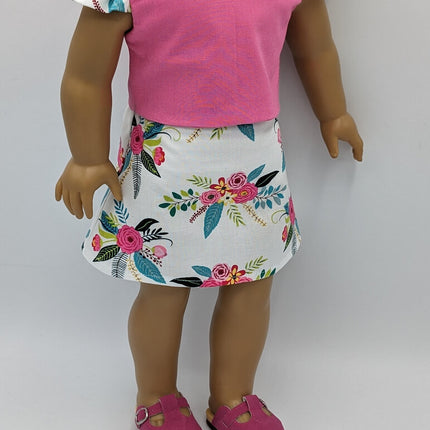 Pink Top, with Wing Sleeves, Skirt, and Shoes