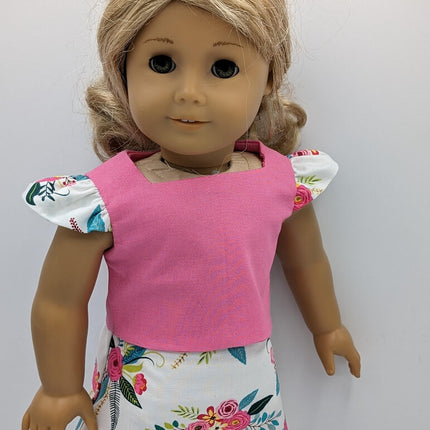 Pink Top, with Wing Sleeves, Skirt, and Shoes