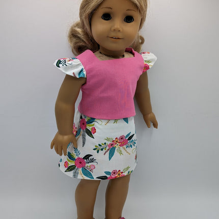 Pink Top, with Wing Sleeves, Skirt, and Shoes