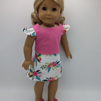 Pink Top, with Wing Sleeves, Skirt, and Shoes