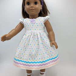Spring dress white w polka dots shoes and headband - view 2