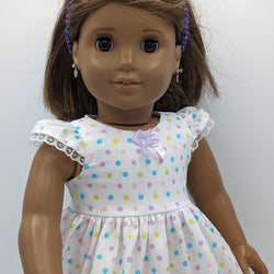 Spring dress white w polka dots shoes and headband - view 3