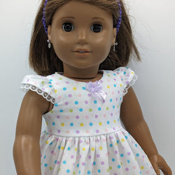 Spring dress white w polka dots shoes and headband - view 5