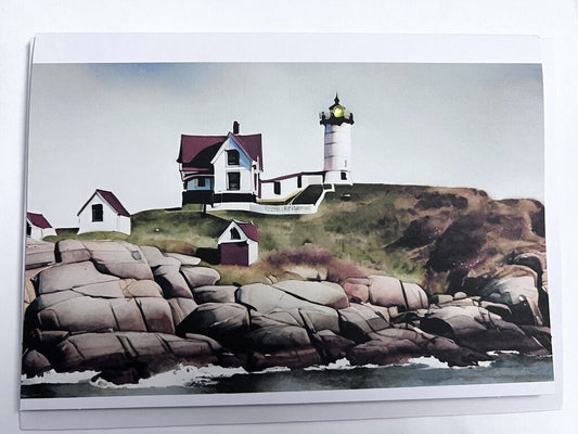 Nubble Light House Greeting Card
