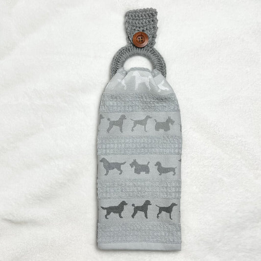 Hanging Towel Set - Gray Dog Print