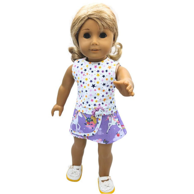 Unicorn Dress purple with white shoes