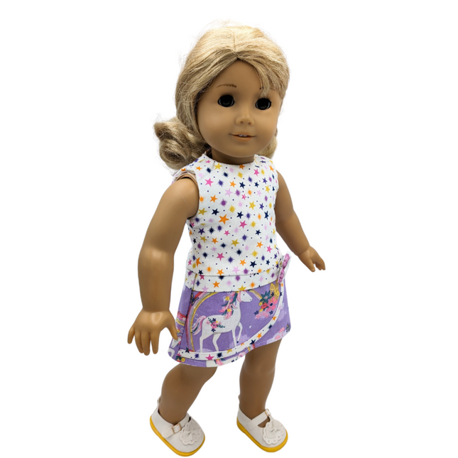 Unicorn Dress purple with white shoes