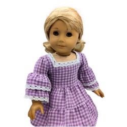 Boho Dress in purple gingham and cotton lace. White boots - view 2