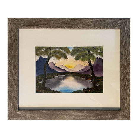 #125-1 Purple Mountains framed print 8"x10" gray frame / 5"x7" print