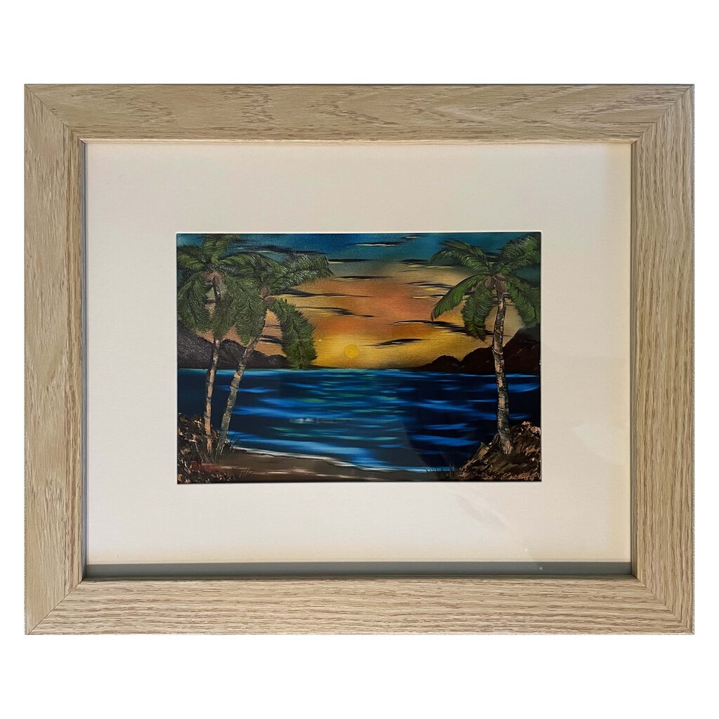 Sunset Palm Trees 145-1 Framed Print 8"x10" beige frame / 5"x7" print by MFB Studios LLC