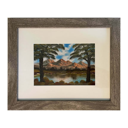 #139-1 Brown Mountains framed print 8"x10" gray frame / 5"x7" print