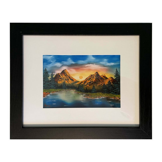 #107-3 Sunrise Mountain framed print 8"x10" black frame / 5"x7" print