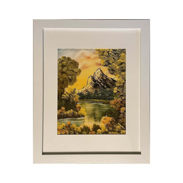 #32-1 Mountain Sunrise framed print 11"x14" white frame / 8"x10" print