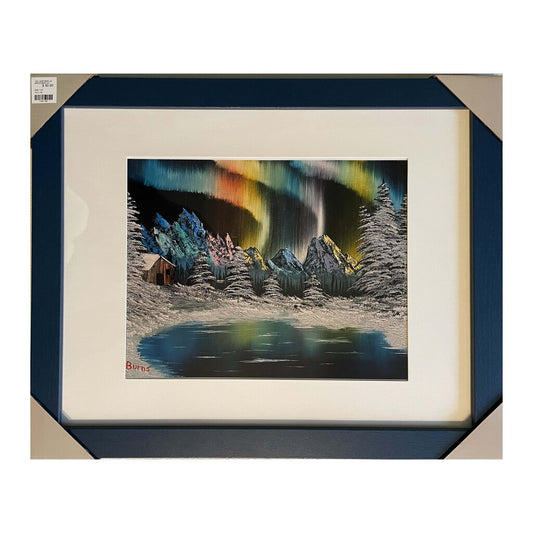 Northern Lights 128-1 Framed Print 11"x14" blue frame / 8"x10" print by MFB Studios LLC