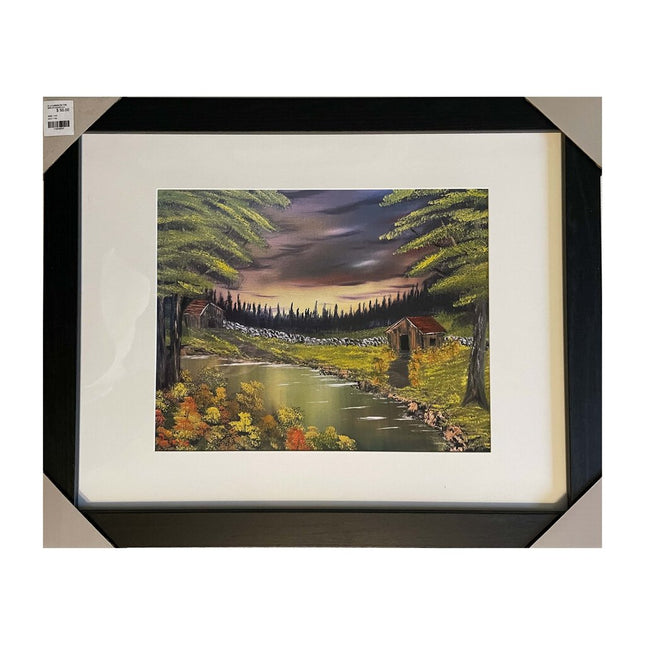 #51-2 CABINS ON THE LAKE framed print 11"x14" black frame / 8"x10" print