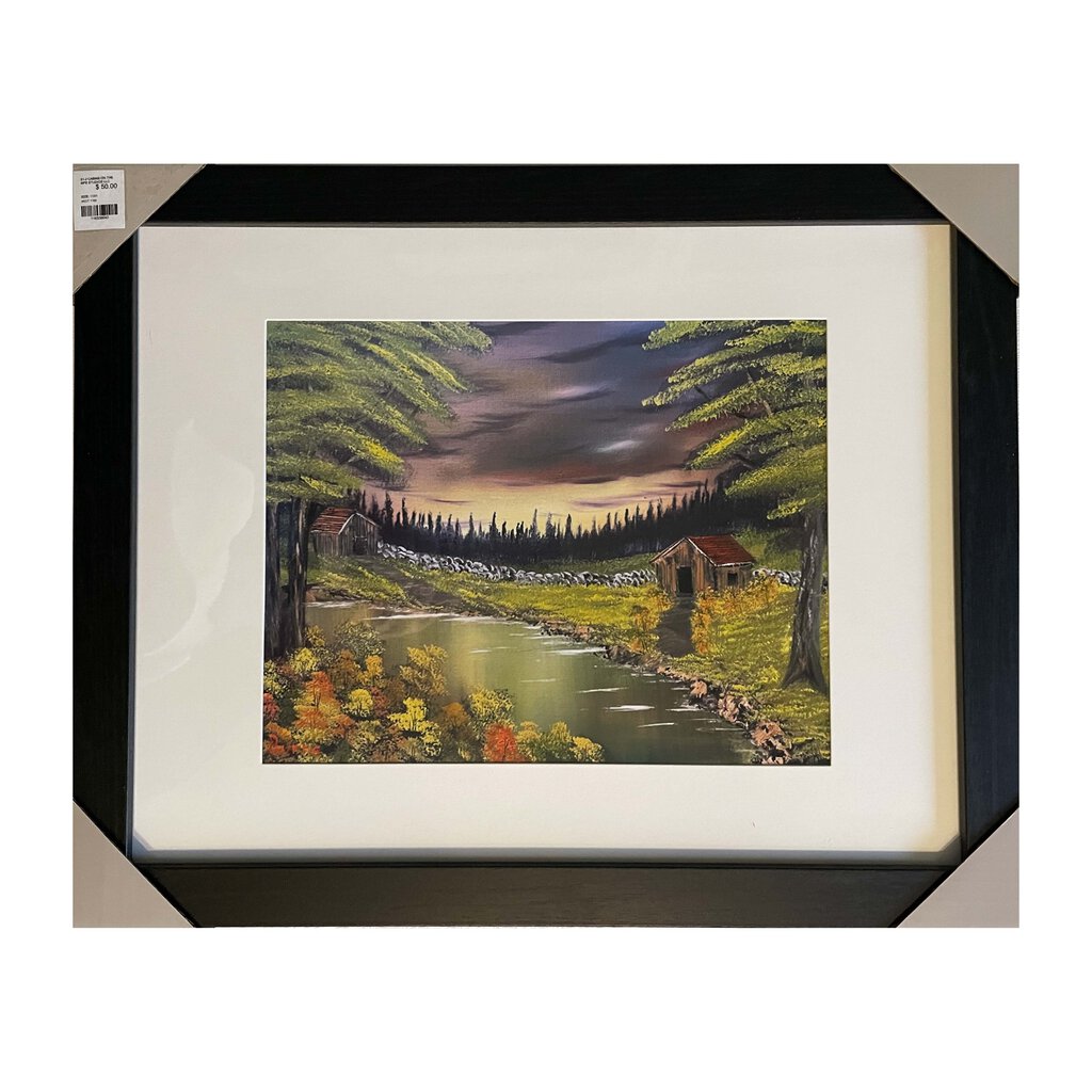 #51-2 CABINS ON THE LAKE framed print 11"x14" black frame / 8"x10" print