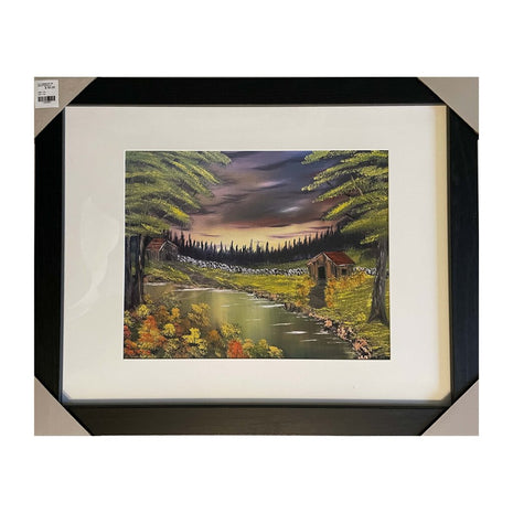 #51-2 CABINS ON THE LAKE framed print 11"x14" black frame / 8"x10" print
