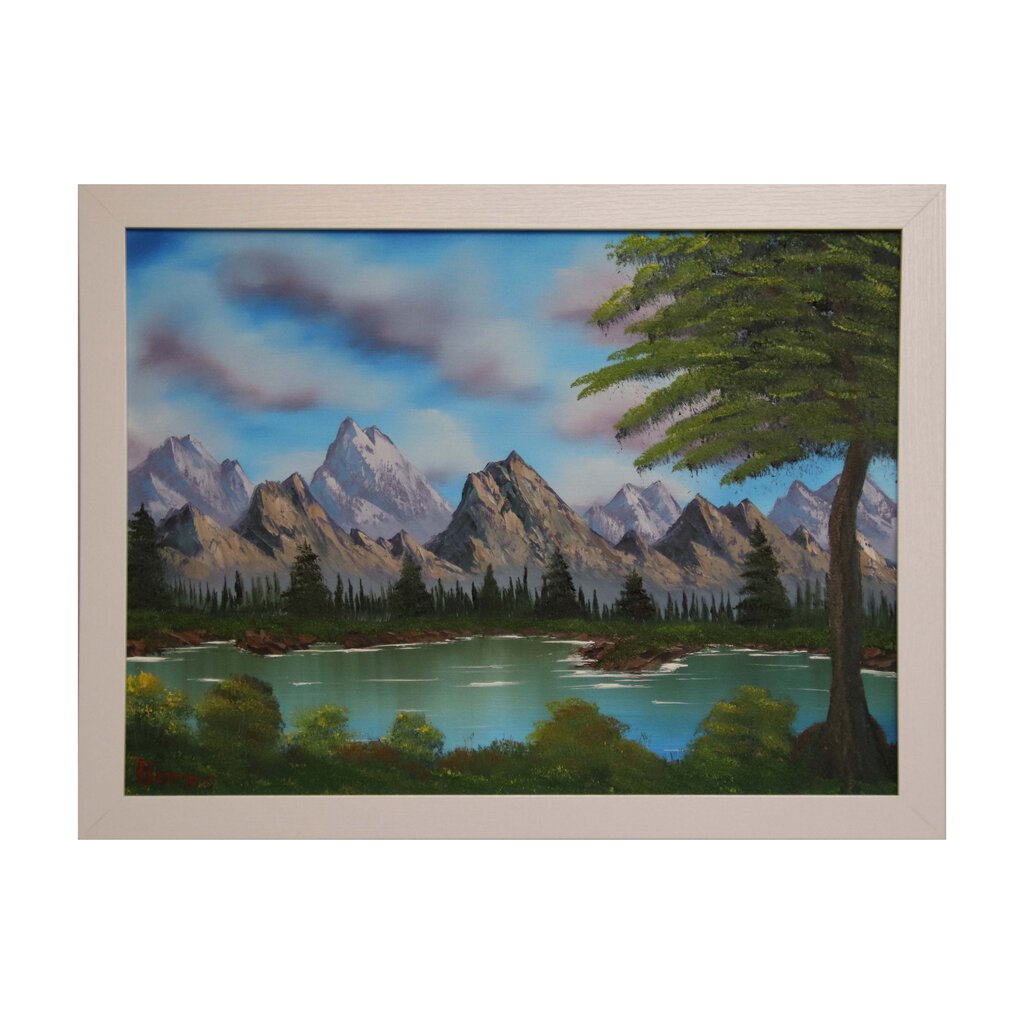 #90 JUST MOUNTAINS original oil on canvas 18"x24" with a white frame
