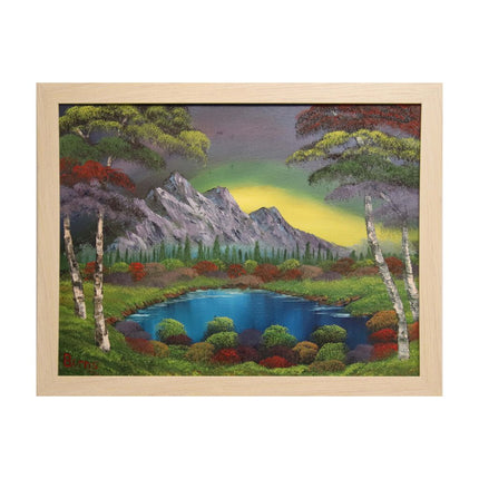 #119 RAINBOW original oil on canvas 18"x24" with a beige frame