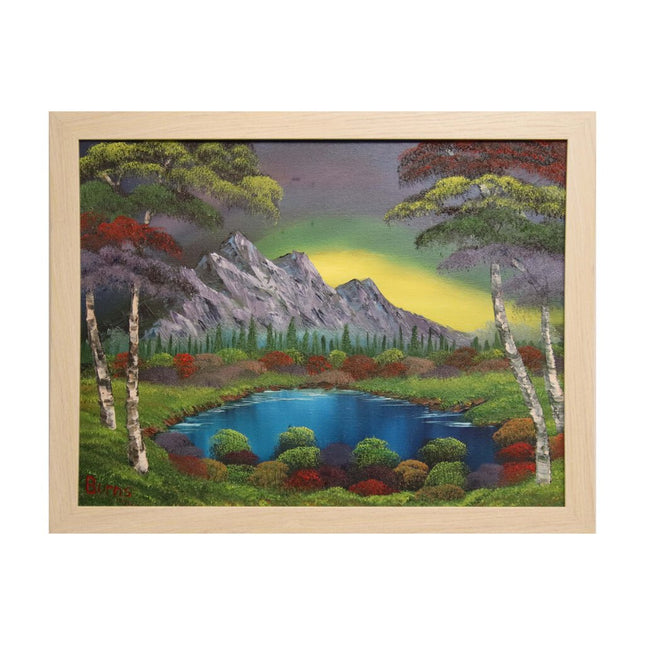 #119 RAINBOW original oil on canvas 18"x24" with a beige frame