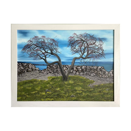 #169 Seacoast, Rye, NH original oil on canvas 18"x24" with a white frame