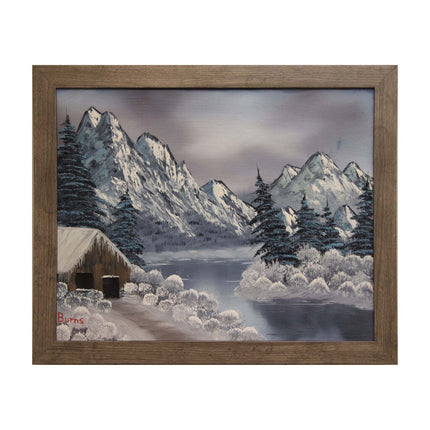 #132 ARCTIC WINTER original oil on canvas 16"x20" with a gray frame