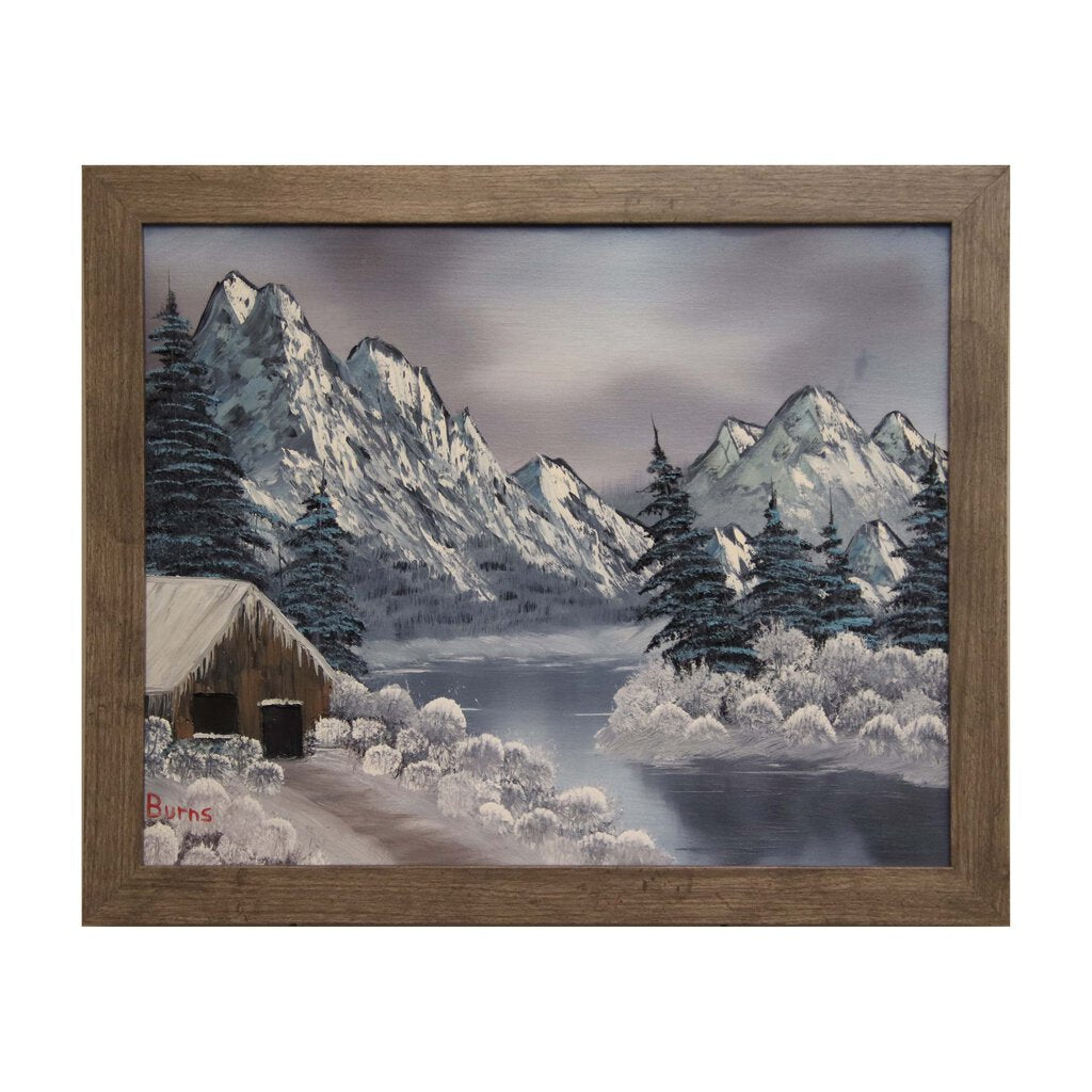 #132 ARCTIC WINTER original oil on canvas 16"x20" with a gray frame