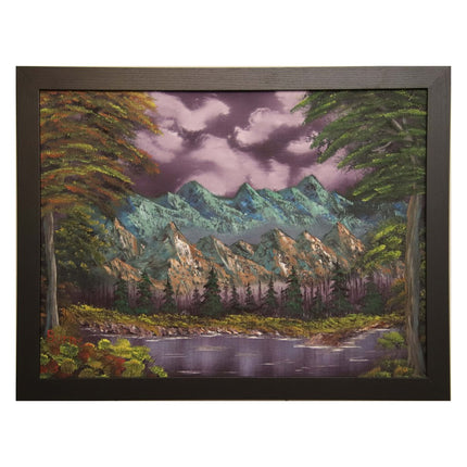 #149 GREEN MOUNTAINS original oil on canvas 18"x24" with a black frame