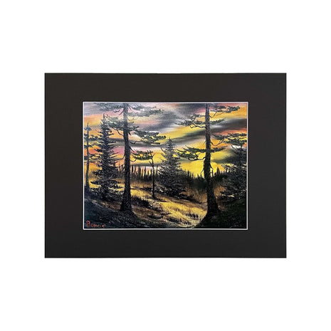 #84-1 EVERGREENS AT SUNSET matted print