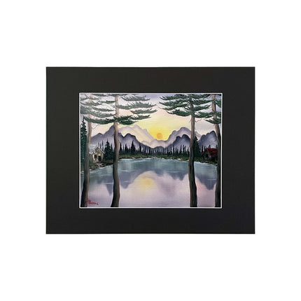 #153-1 LAKESIDE CABINS matted print