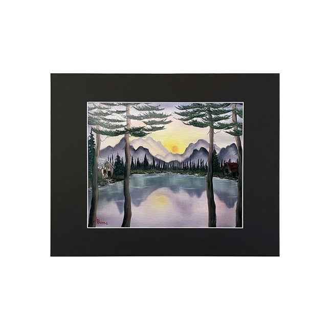 #153-1 LAKESIDE CABINS matted print
