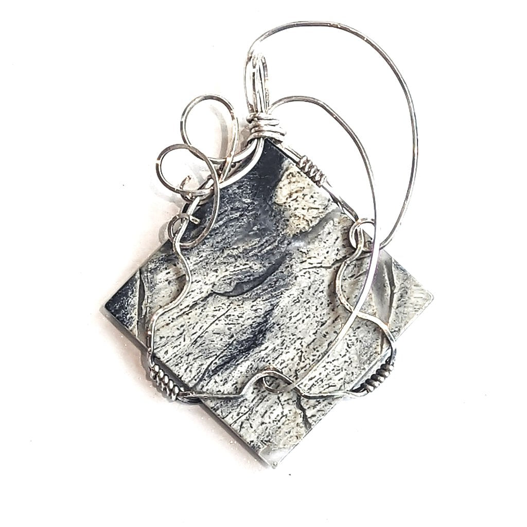 PICASSO MARBLE Sterling Silver Wire Wrapped Pendant