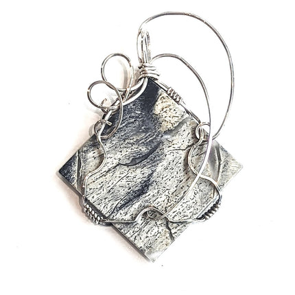 Sterling Silver Wrapped Picasso Marble Pendant
