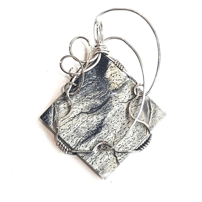 Sterling Silver Wrapped Picasso Marble Pendant