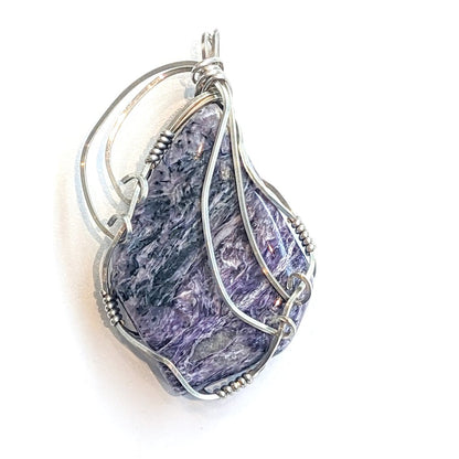 CHAROITE Sterling Silver Wire Wrapped Pendant