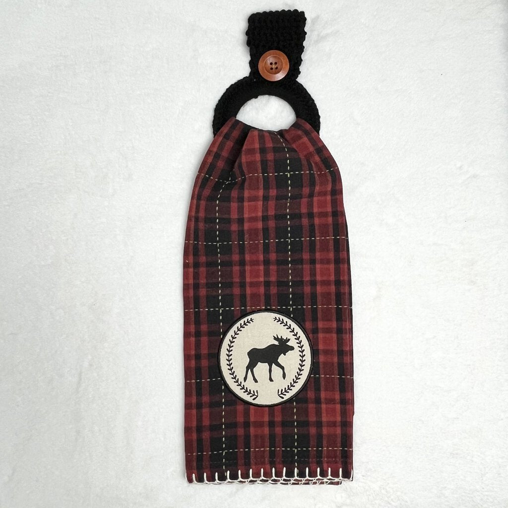 Hanging Towel Set - Moose Plaid