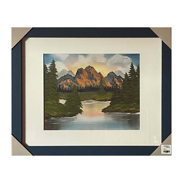 #49-4 River Mountain framed print 11"x14" blue frame / 8"x10" print